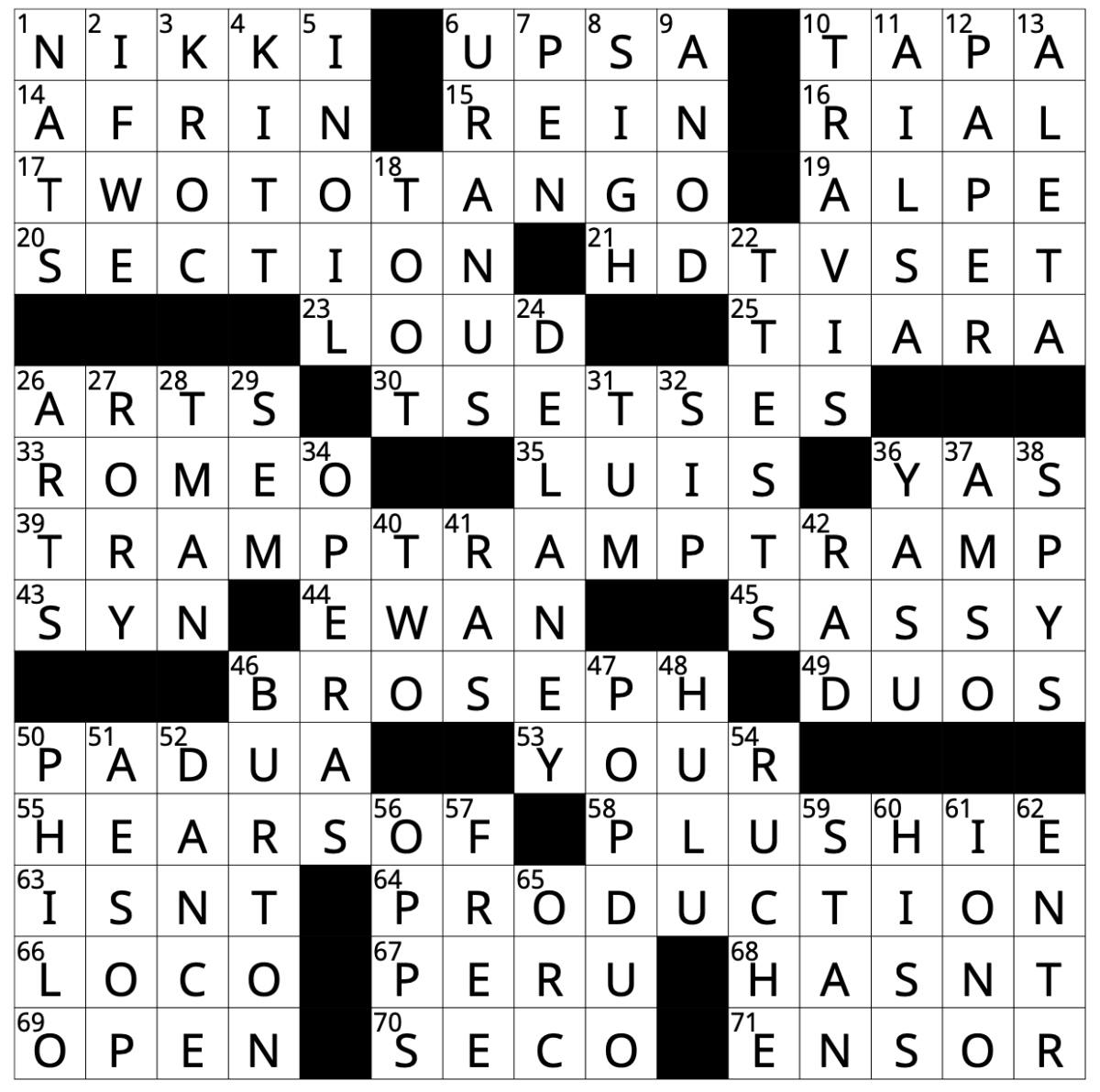 Crossword answers 12/6